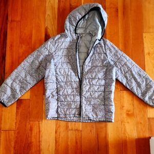 Gray Quilted Gap Hooded Jacket